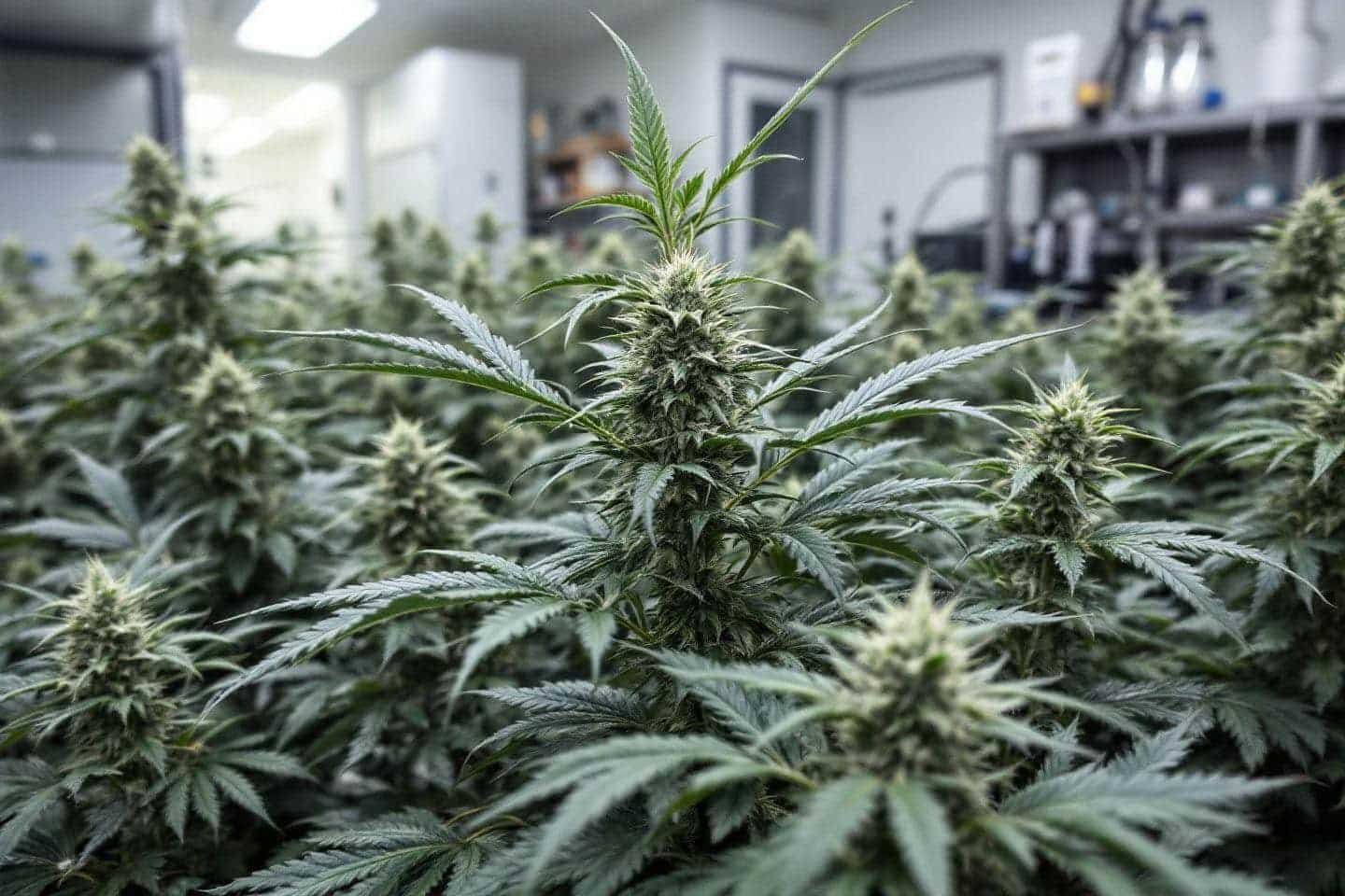 Gros plan sur des plants de cannabis verts et touffus