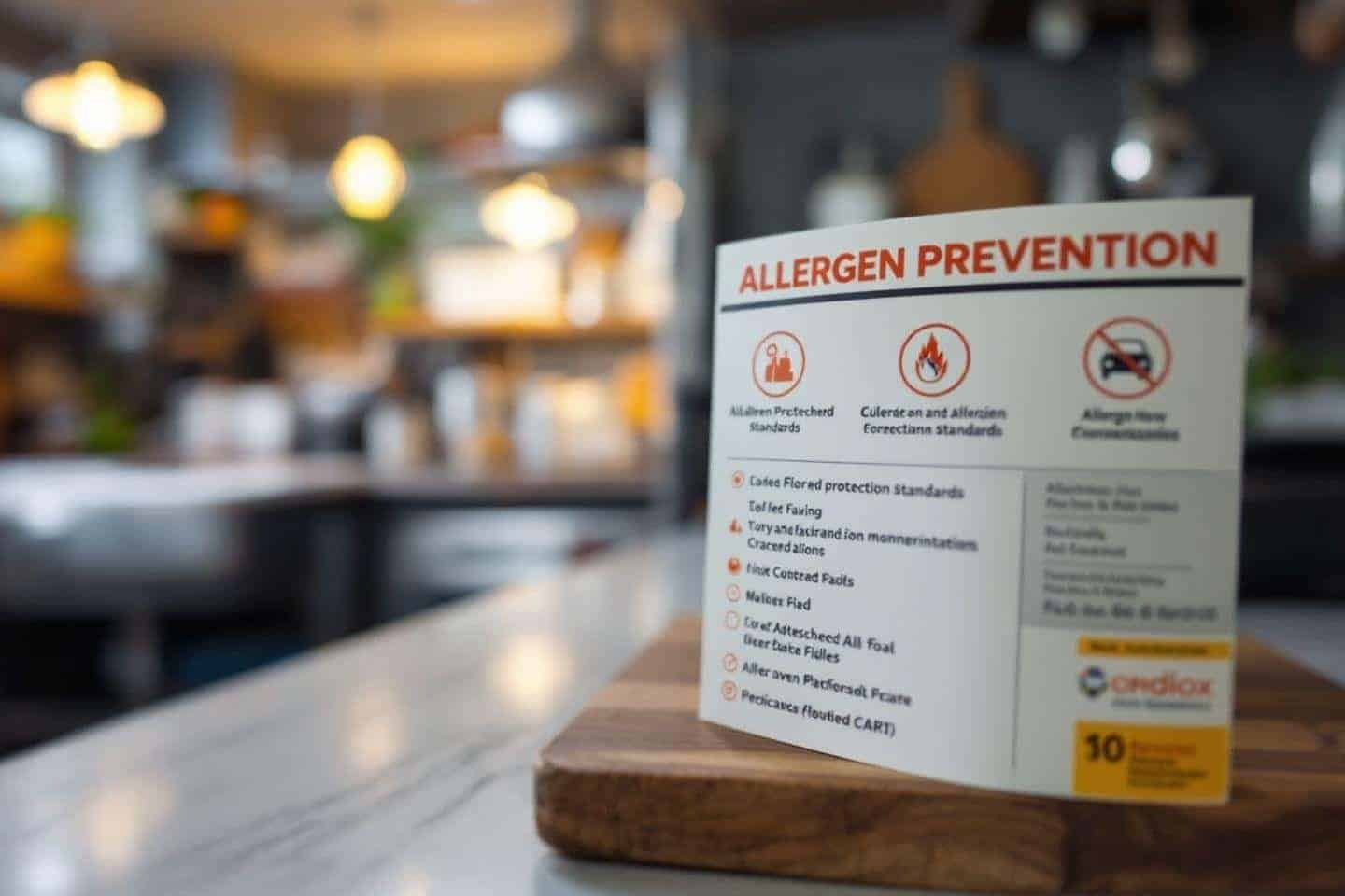 Panneau d'information sur la prévention des allergènes dans un restaurant